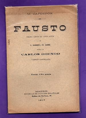 Imagen del vendedor de FAUSTO : drama lirico en cinco actos. a la venta por Librera DANTE