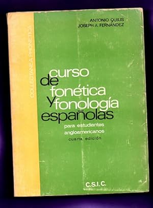 Bild des Verkufers fr CURSO DE FONETICA Y FONOLOGIA ESPAOLAS PARA ESTUDIANTES ANGLOAMERICANOS. zum Verkauf von Librera DANTE