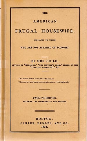 Image du vendeur pour The American Frugal Housewife. mis en vente par Book Booth