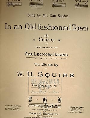 Immagine del venditore per In an Old Fashioned Town Song no. 2 in E flat as Sung By Dan Beddoe - Vintage Sheet Music venduto da ! Turtle Creek Books  !