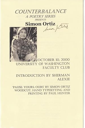 Counterbalance A Poetry Series Presents Simon Ortiz October 10, 2000 University of Washington Fac...