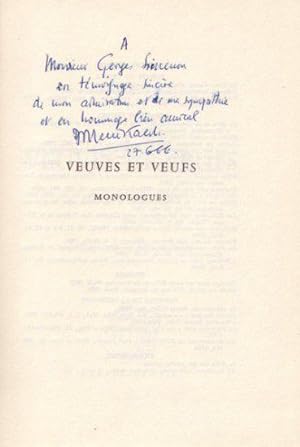 Bild des Verkufers fr Veuves et veufs, monologues zum Verkauf von Librairie Le Feu Follet