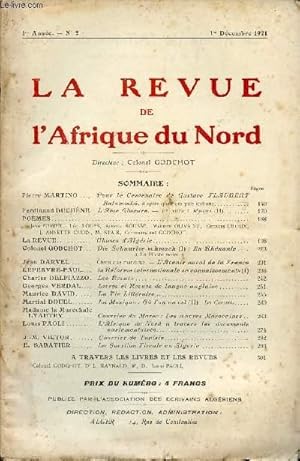 Seller image for LA REVUE DE L'AFRIQUE DU NORD / 1ere ANNEE - N2 / 1er DECEMBRE 1921. for sale by Le-Livre