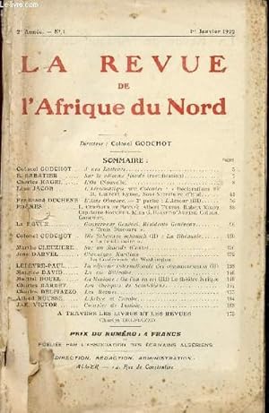 Seller image for LA REVUE DE L'AFRIQUE DU NORD / 2me ANNEE - N1 / 1er JANVIER 1922. for sale by Le-Livre