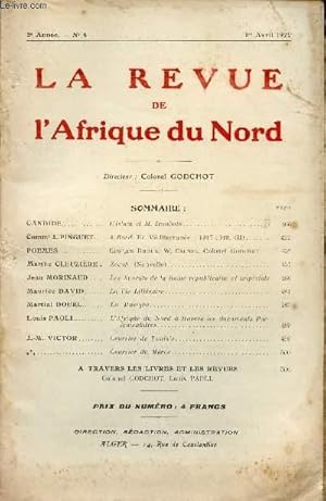 Seller image for LA REVUE DE L'AFRIQUE DU NORD / 2me ANNEE - N4 / 1er AVRIL 1922. for sale by Le-Livre