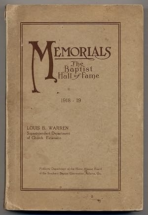 Bild des Verkufers fr Memorials of the Baptist Hall of Fame 1918-19 zum Verkauf von Between the Covers-Rare Books, Inc. ABAA