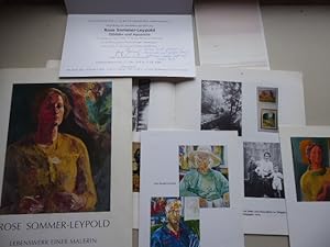 Seller image for Rose Sommer-Leypold. Lebenswerk einer Malerin. Die Knstlerin in der Nachfolge ihres Lehrers Anton Kolig. Im Auftrag der Knstlerin herausgegeben von Gabriele Frommer. Mit einem Vorwort von Rainer Zimmermann. * Widmungsexemplar u. Beilagen. Handschriftlich auf dem Vorsatzblatt: "mit frdl. Gru Rose Sommer". Dabei: Einladungskarte zur Ausstellung 27. Mrz 1998 in Immenstaad mit dreizeiliger Widmung von Rose Sommer ("deine Rose"), eine Publikation ber die Knstlerin (1993. 32 Seiten mit farb. Abbildungen) und Todesanzeige vom 21. Mrz 2003 mit handbeschriebener Karte der Enkelin Beatrix Leypold. for sale by Antiquariat Heinzelmnnchen