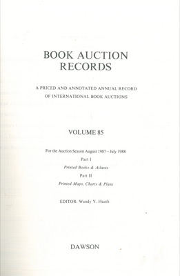 Book Auction Record. A priced and annotated annual record of international book auctions. Vol. 85...