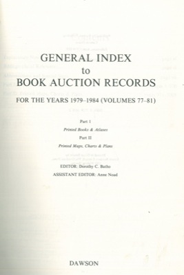 General Index of Book Auction Record for the years 1979 - 1984 (Volumes 77 - 81)