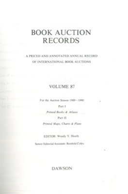 Book Auction Record. A priced and annotated annual record of international book auctions. Vol. 87...