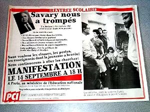 Affiche des années 1983 - SAVARY nous a trompés - Il a déclaré : " La rentrée 1983 s'est en somme...