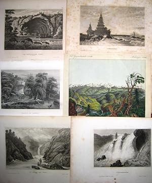 Seller image for Konvolut dekorativer Ansichten aus aller Welt. Stahlstiche. Aus: Meyer's Universum oder Abbildung und Beschreibung des Sehenswertesten und Merkwrdigsten der Natur und Kunst auf der ganzen Erde. Enthalten sind: "Prairie du Rocher" ; "Himalih-Gebirge" ; "Die Quelle des Jumna" ; "Puppanassum" ; "Hurduwar" ; "Misda- eine Oase in der Sahara" ; "Mahabalipoor" ; "Die veteranische Hhle in Syrmien". Konvolut von 9 Stichen. for sale by Antiquariat Carl Wegner