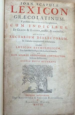 Seller image for Lexicon Graeco-Latinum, E Probatis Auctoribus Locupletatum, Cum Indicibus, et Graeco & Latino, Auctis, & Correctis for sale by Barter Books Ltd