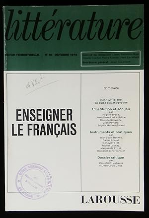 Seller image for LITTERATURE : ENSEIGNER LE FRANCAIS. for sale by Librairie Franck LAUNAI