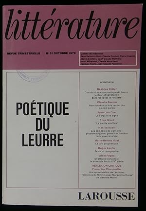 Image du vendeur pour LITTERATURE : POETIQUE DU LEURRE. mis en vente par Librairie Franck LAUNAI