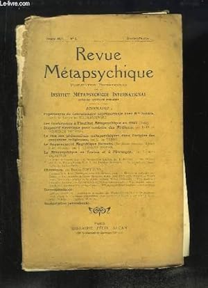 Bild des Verkufers fr Revue Mtapsychique. Bulletin de l'Institut Mtapsychique International, N1 : Experiences de connaissance supranormale avec Mlle Sabira par le Dr x. de Watraszewski - Dispositif lectrique pour contrle des Mdiums par le Dr Schrenck-Notzing zum Verkauf von Le-Livre