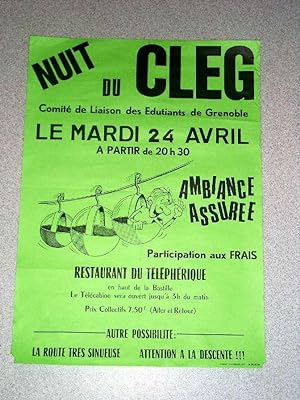 Affiche Nuit du Cleg Comité de Liaison des Etudiants de Grenoble.