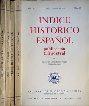 Seller image for ndice Histrico Espaol. Publicacin trimestral. Director: Jaime Vicens Vives. Volmen III: 1957. for sale by Hesperia Libros