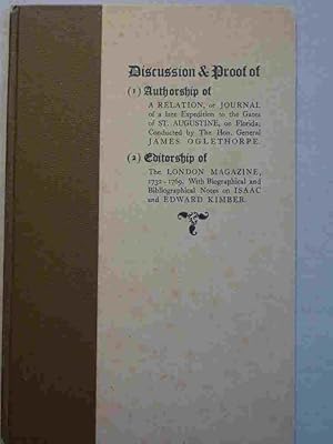 Image du vendeur pour Discussion and Proof of Authorship of a Late Expedition to St Augustine mis en vente par A.O'Neill