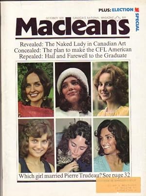 Seller image for MacLean's Canada's National Magazine, October 1972, -- Margaret Trudeau Look-alikes, Canadian Football League, NATO, for sale by Nessa Books