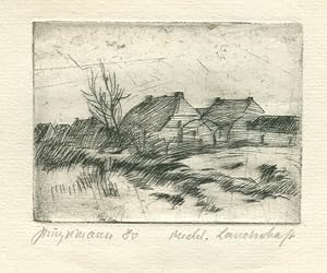 Mecklenburgische Landschaft. Original-Radierung von Jungmann(?), Bildgröße: 6 x 9 cm, Blattgröße:...