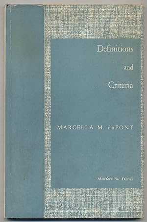 Seller image for Definitions and Criteria for sale by Between the Covers-Rare Books, Inc. ABAA