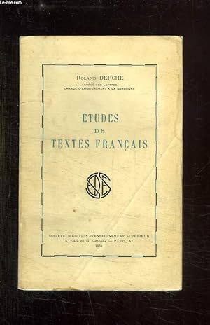 Seller image for ETUDES DE TEXTES FRANCAIS. for sale by Le-Livre