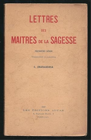 Imagen del vendedor de Lettres des maitres de la sagesse 1881-1888. Premire srie. a la venta por Librairie Aubry