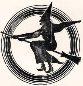 Imagen del vendedor de Witch riding a broom. a la venta por Wittenborn Art Books