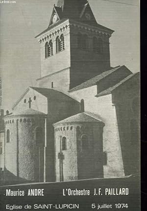 Bild des Verkufers fr L'ORCHESTRE J.F. PAILLARD. EGLISE DE SAINT-LUPICIN, 5 JUILLET 1974. zum Verkauf von Le-Livre