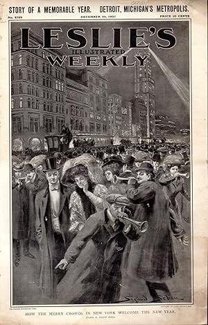 Immagine del venditore per ENGRAVING: "How the Merry Crowds in New York Welcome the New Year". engraving from Leslie's Weekly, December 26, 1907 venduto da Dorley House Books, Inc.