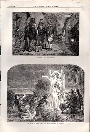Bild des Verkufers fr ENGRAVING: "Christmas Eve in Britany & The Star Inthe East--The First Christmas Morning". engravings from The Illustrated London News, December 23, 1854 (Christmas Supplement) zum Verkauf von Dorley House Books, Inc.