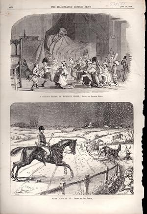 Bild des Verkufers fr ENGRAVING: "A Child's Dream of Twelfth Night & Very Fond of It".2 engravings from The Illustrated London News, December 23, 1854 (Christmas Supplement) zum Verkauf von Dorley House Books, Inc.