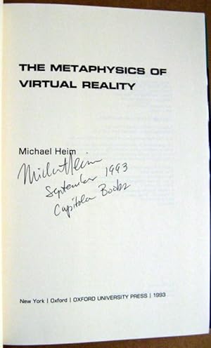 Imagen del vendedor de The Metaphysics of Virtual Reality a la venta por Trilby & Co. Books