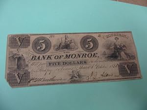 THE BANK OF MONROE FIVE DOLLAR BROKEN BANK Note.