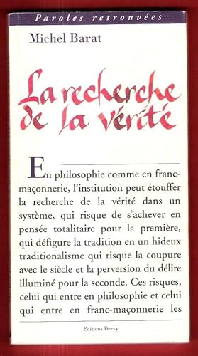 Immagine del venditore per La Recherche De La Vrit venduto da Au vert paradis du livre