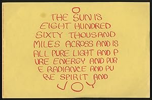 Bild des Verkufers fr [Broadside]: Sun Poem zum Verkauf von Between the Covers-Rare Books, Inc. ABAA