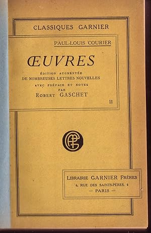 Seller image for OEUVRES-LE TOME 2-dition Augmente De Nombreuses Lettres Nouvelles for sale by Librairie l'Aspidistra