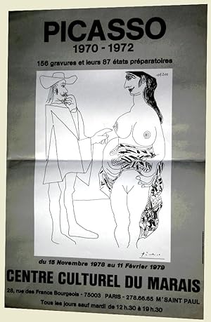 Affiche d'exposition PICASSO 1970 -1972 - 156 gravues et leurs états préparatoires - Centre Cultu...