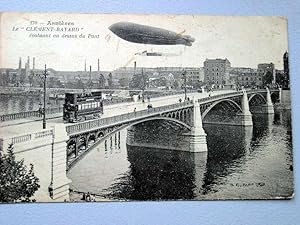 Carte Postale Ancienne - ASNIERES - Le Clément Bayard évoluant au dessus du Pont