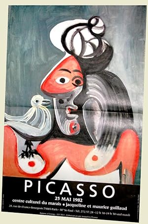 Affiche d'exposition PICASSO 25 mai 1982 - Centre Culturel du Marais - Jacqueline et Maurice GUIL...