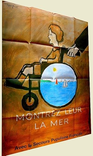 Bild des Verkufers fr Affiche du Secours Populaire Franais - Montrez leur la mer zum Verkauf von JOIE DE LIRE