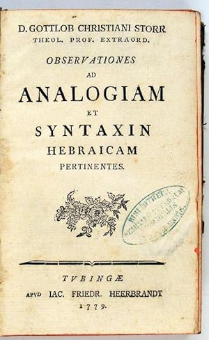 Observationes ad analogiam et syntaxin Hebraicam pertinentes.
