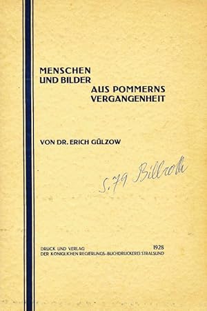 Imagen del vendedor de Menschen und Bilder aus Pommerns Vergangenheit. a la venta por Antiquariat Bernhardt