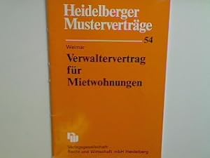 Bild des Verk�ufers f�r Verwaltervertrag von Mietwohnungen. Heidelberger Mustervertr�ge - Heft 54; zum Verkauf von books4less (Versandantiquariat Petra Gros GmbH & Co. KG)