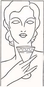 Art deco lady holding a drink.