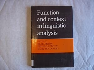 Seller image for Function and Context in Linguistics Analysis for sale by Carmarthenshire Rare Books