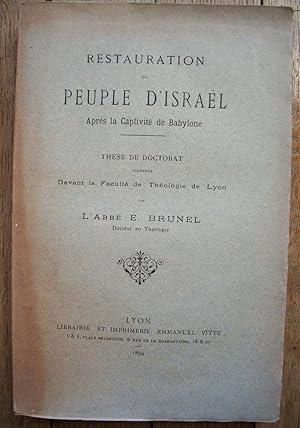 Restauration du PEUPLE D'ISRAËL