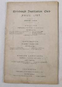 Image du vendeur pour Edinburgh Institution Club Price List: Session 1886-87 mis en vente par Resource Books, LLC