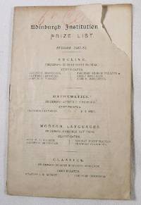 Image du vendeur pour Edinburgh Institution Club Price List: Session 1887-88 mis en vente par Resource Books, LLC